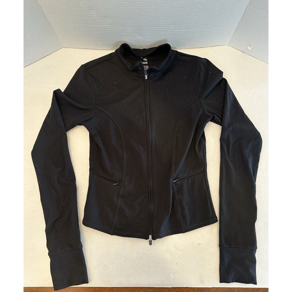 Garage Track Jacket Full Dual Zip Cropped Black Size Small